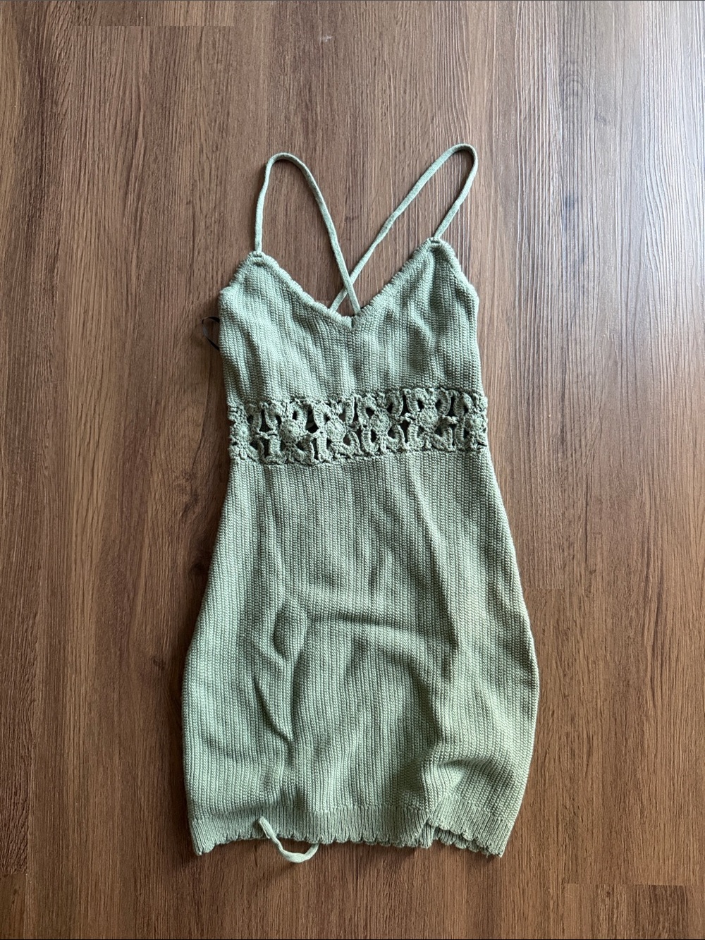 Green crochet dress